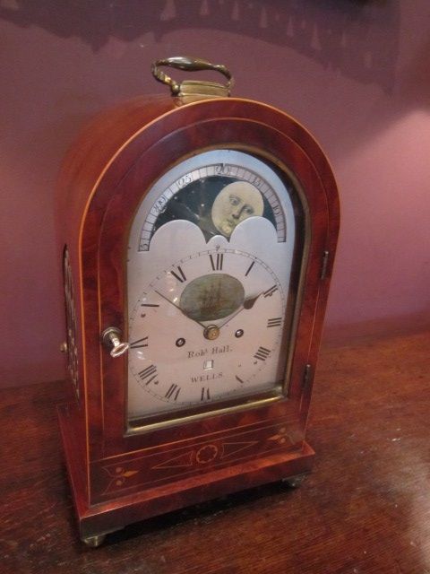 Small George III Rollong Moon Bracket Clock