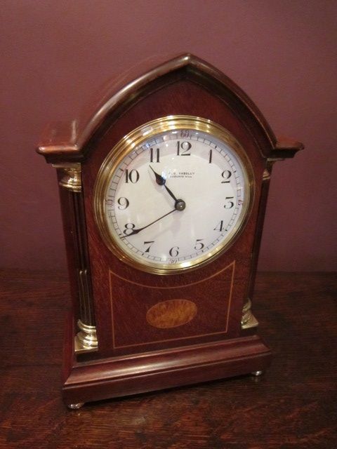 Fine Edwardian Sheraton Inlaid Mantel Clock