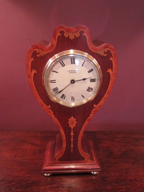 Elegant Art Nouveau Inlaid Mantel Clock