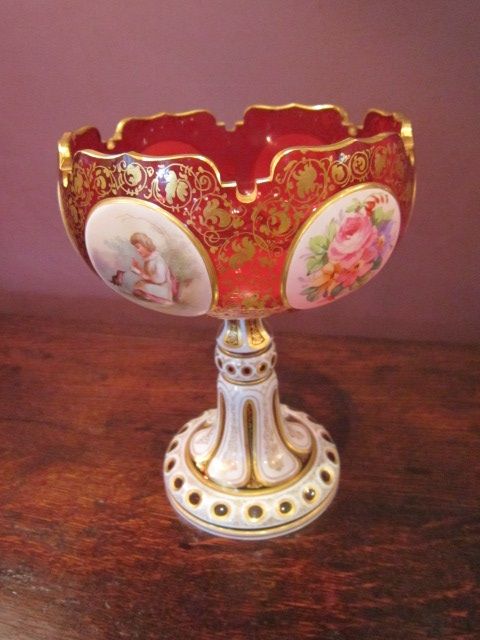 19th Century Overlay Ruby Glass Centrepiece