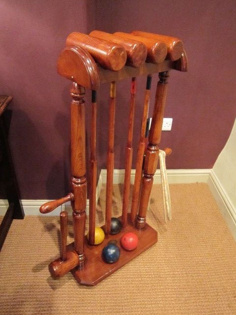 Superb Late Victorian Lawn Croquet Set and Stand