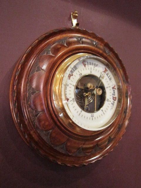 Victorian Walnut Petal Carved Barometer