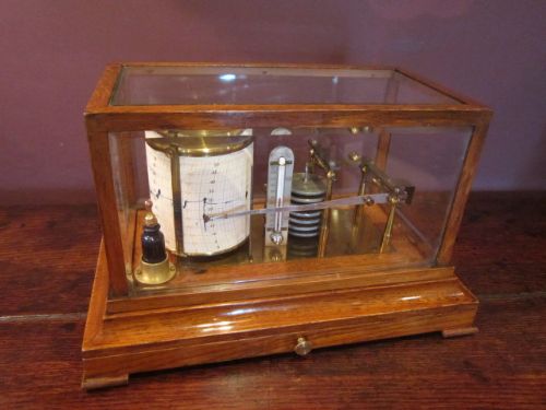 Late Victorian Polished Oak Barograph