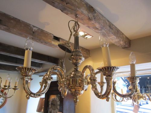 Quality Edwardian Cast Brass Chandelier