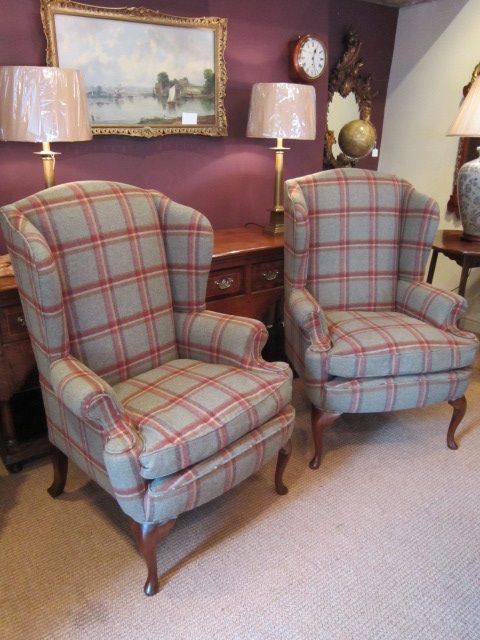 Pair of Victorian Walnut Wing Armchairs