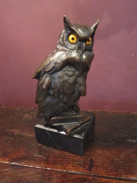 Unusual Art Deco Bronze Owl