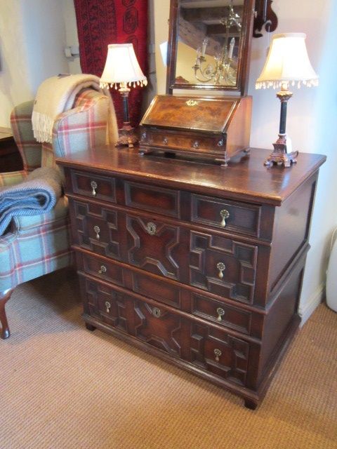 Original Jacobean Oak Geometrical Chest