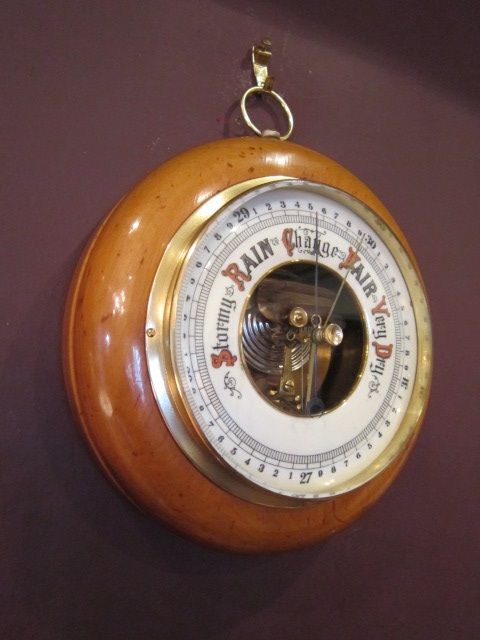 Victorian Sycamore Aneriod Barometer