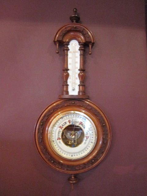 Small Victorian Walnut Banjo Pendant Barometer
