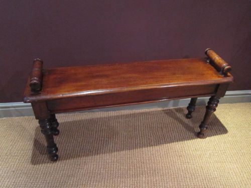 Small Mid Victorian Mahogany Hall Bench
