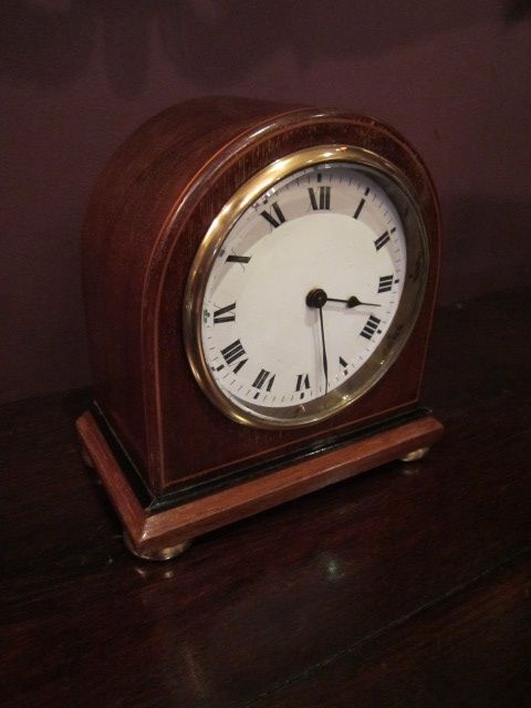 Very Small Edwardian Inlaid Mantel Clock