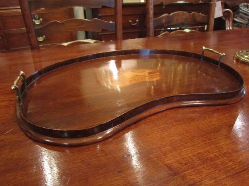 Edwardian Sheraton Inlaid Kidney Shaped Tray