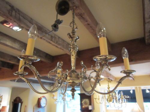 Elegant Edwardian Nickel Plated Chandelier