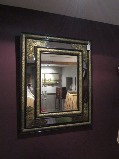 Victorian Ebony & Gilt Pad Frame Wall Mirror