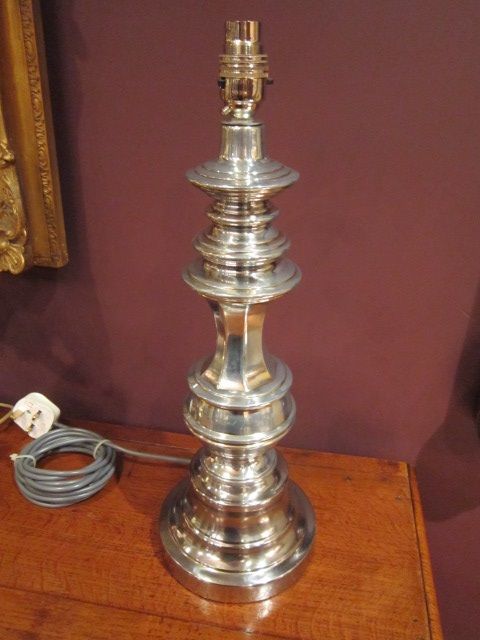 Quality Edwardian Pewter Table Lamp