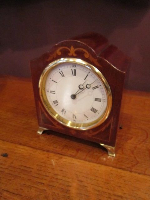 Small Edwardian Inlaid Mantel Clock