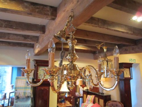 Quality Edwardian Cast Brass Chandelier