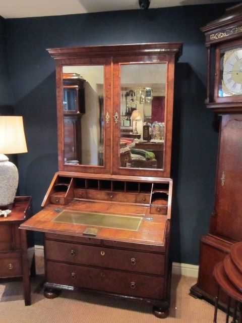 Superb George I Walnut Bureau Bookcase