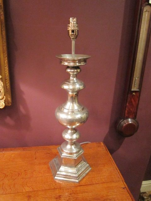 High Quality Edwardian Pewter Table Lamp
