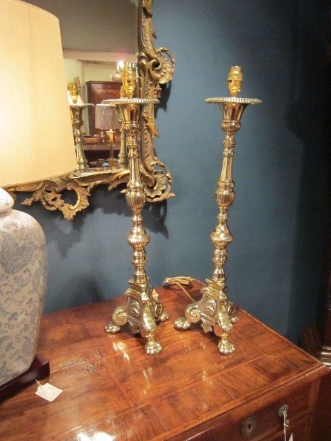 Superb Pair of Victorian Church Candlestick Lamps