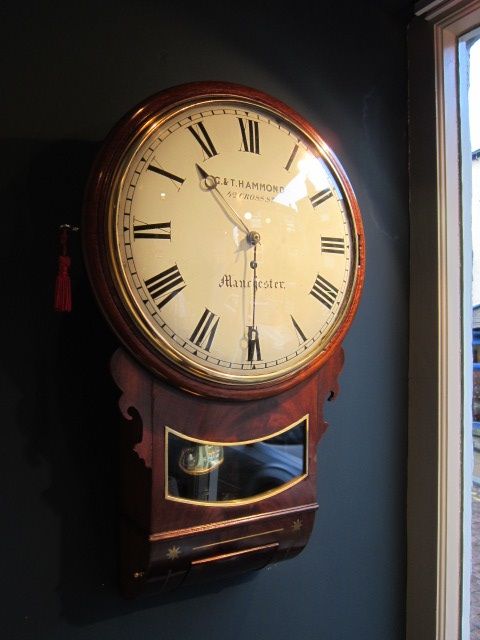 Early Victorian Single Fusee Drop Dial Clock