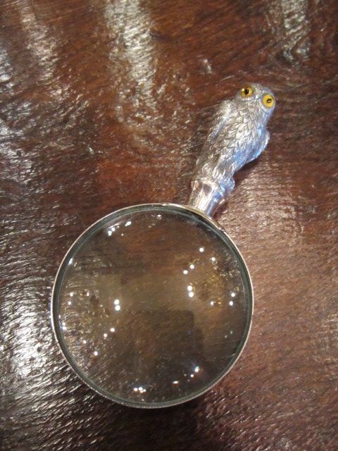 Victorian Silver Owl Magnifing Glass