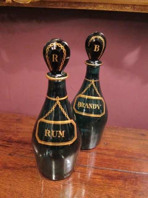 Superb Pair of George III Bristol Green Decanters