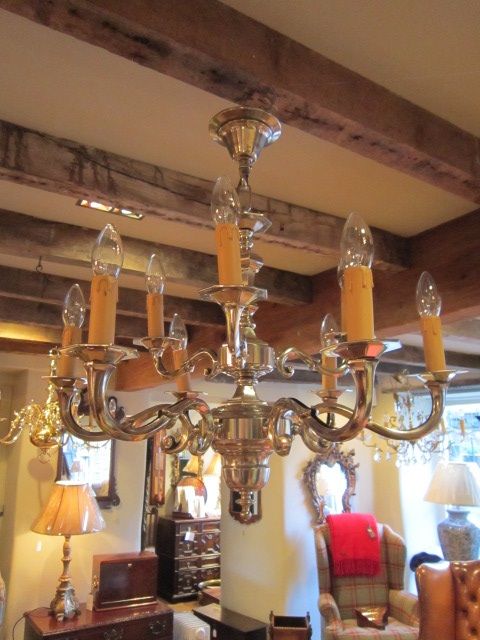 Edwardian Nickle Plated Two Tier Chandelier