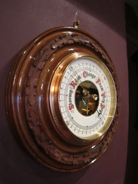 Quality Victorian Walnut Carved Aneroid Barometer