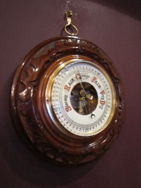 Superb Carved Walnut Aneroid Barometer
