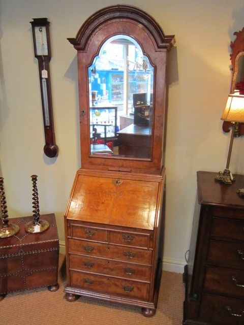 Very Small Victorian Pollard Oak Bureau Bookcase