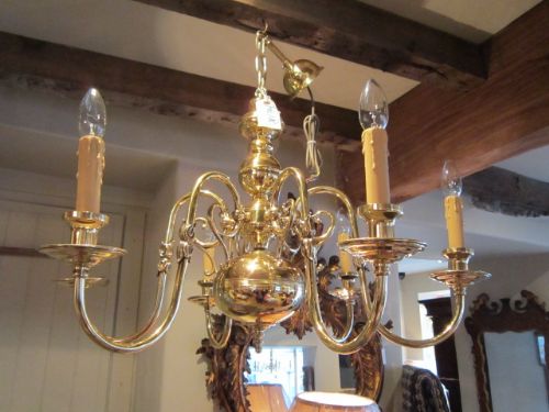 Quality Pair of Edwardian Brass Chandeliers