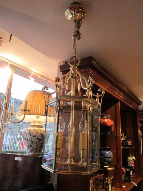 Superb Edwardian Brass Framed Hall Lantern