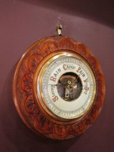 Victorian Walnut Carved Aneroid Barometer