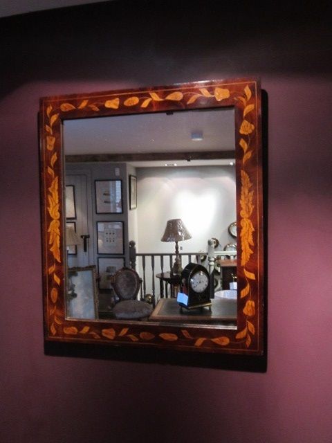 George III Walnut Marquetry Inlaid Mirror