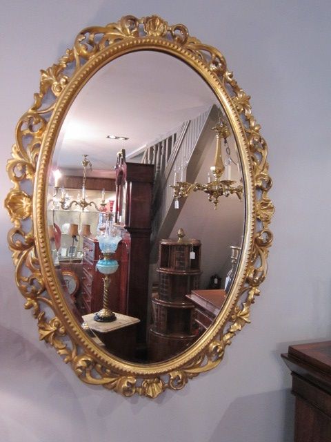 Victorian Timber Gilt Oval Wall Mirror