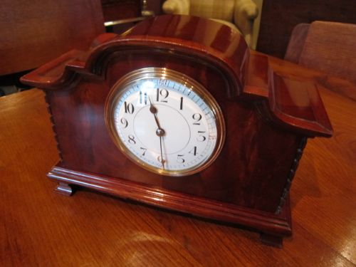 Quality Edwardian Flame Mahogany Mantel Clock
