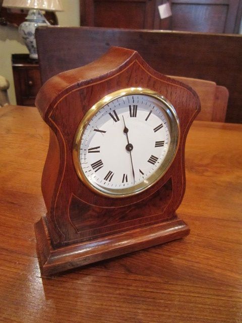 Small Arts & Crafts Inlaid Mantel Clock