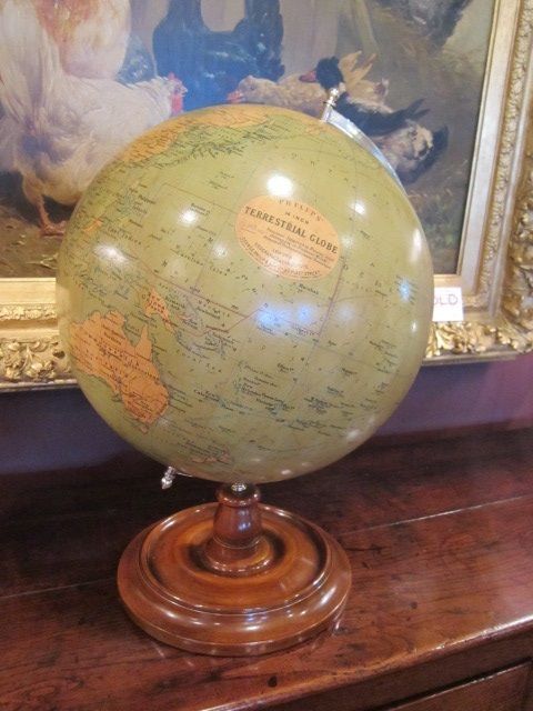 Impressive Edwardian Plaster 14" Terrestrial Globe