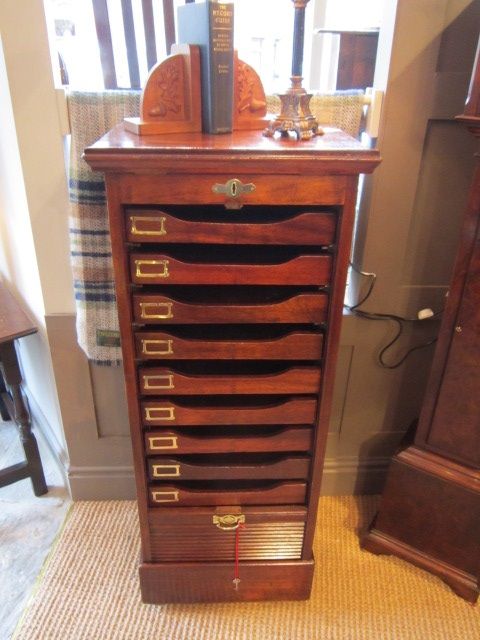 Edwardian Mahogany Tambour Filing Cabinet