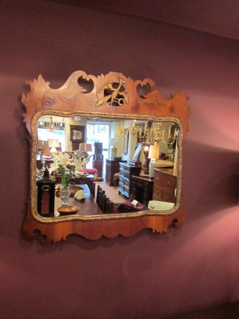 Fine George III Style Yew Wood Wall Mirror