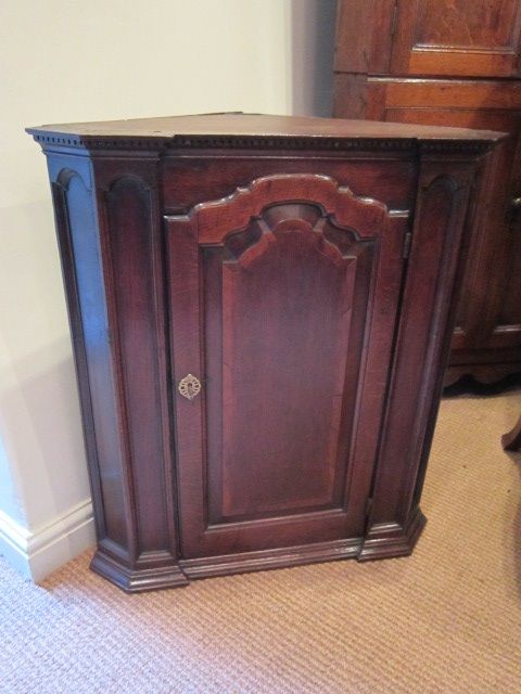 Fine George II Oak Arcaded Panel Corner Cupboard