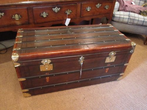 Stunning 19th Century French Leather Cabin Trunk