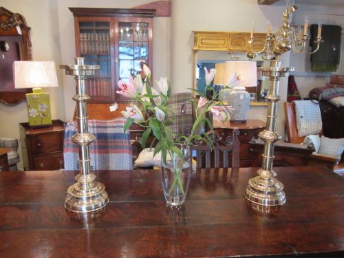 Impressive Pair of William IV Church Candlesticks