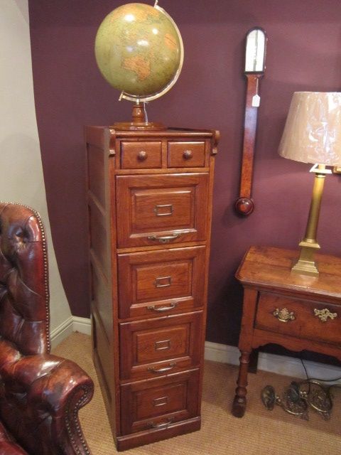 Late Victorian Oak Four Drawer Filing Cabinet