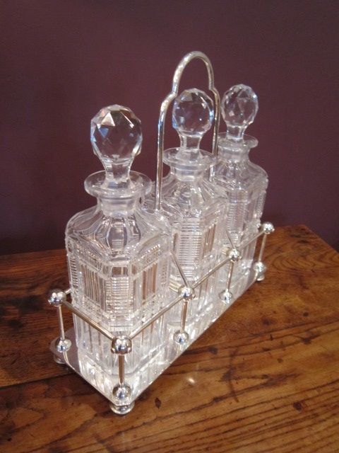 High Quality Victorian Three Bottle Decanter Set