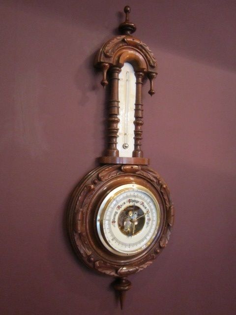 Small Victorian Walnut Pendant Banjo Barometer