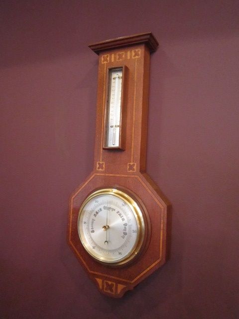 Small Edwardian Inlaid Banjo Barometer