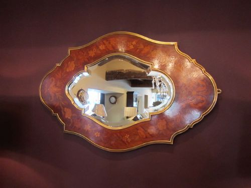 Superb 19th Centiury Walnut Marquetry Wall Mirror