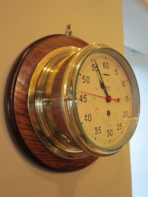 Edwardian Brass Bulkhead Ships Wall Clock